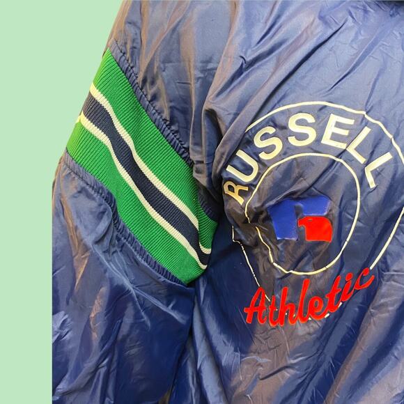 Vintage 90s Russell Athletic softball hooded bomber jacket - Picture 2 of 4